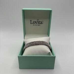 Lovita & Co. Layered Crystal Cuff Rose Gold-Color (One Size) Stretchy Bracelet